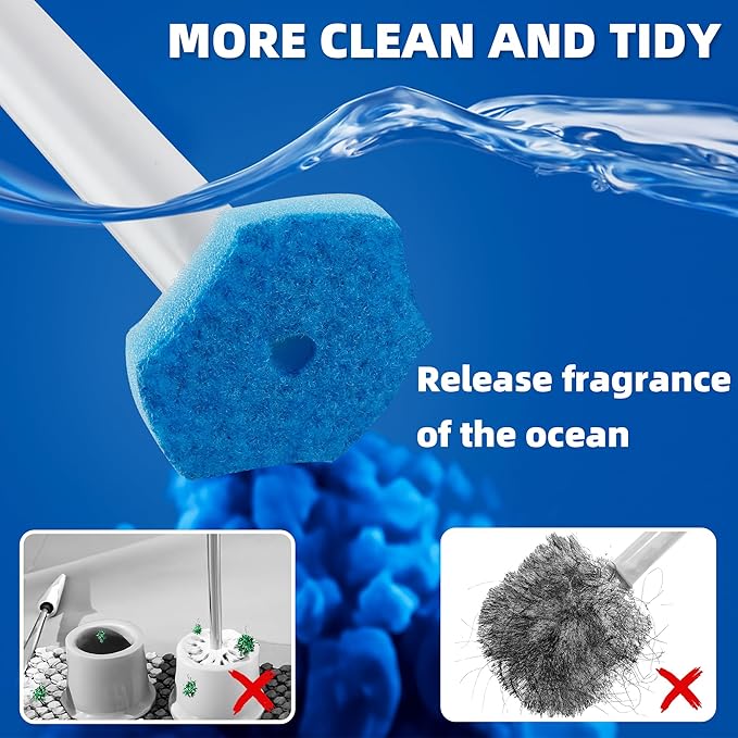Disposable Toilet Brush with 24 Refills & Holder - Effortless Toilet Bowl Cleaner, Deep Cleaning Kit for Fresh and Tidy Bathroom Maintenance