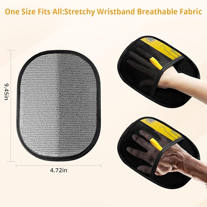 PieceLife Electrostatic Pet Hair Removal Glove - Reusable, Washable Mitt for Furniture, Carpet, Car Seat & Clothing - Efficient Cat & Dog Hair Remover
