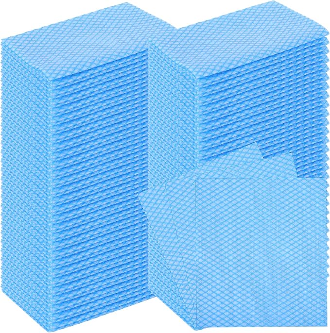 200 Pcs Disposable Dish Cloths for Kitchen Disposable Cleaning Cloth and Towels Handy Cleaning Wipes Disposable Rags for Kitchen and Office(Blue)
