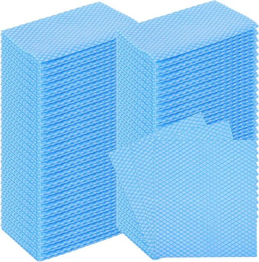 200 Pcs Disposable Dish Cloths for Kitchen Disposable Cleaning Cloth and Towels Handy Cleaning Wipes Disposable Rags for Kitchen and Office(Blue)