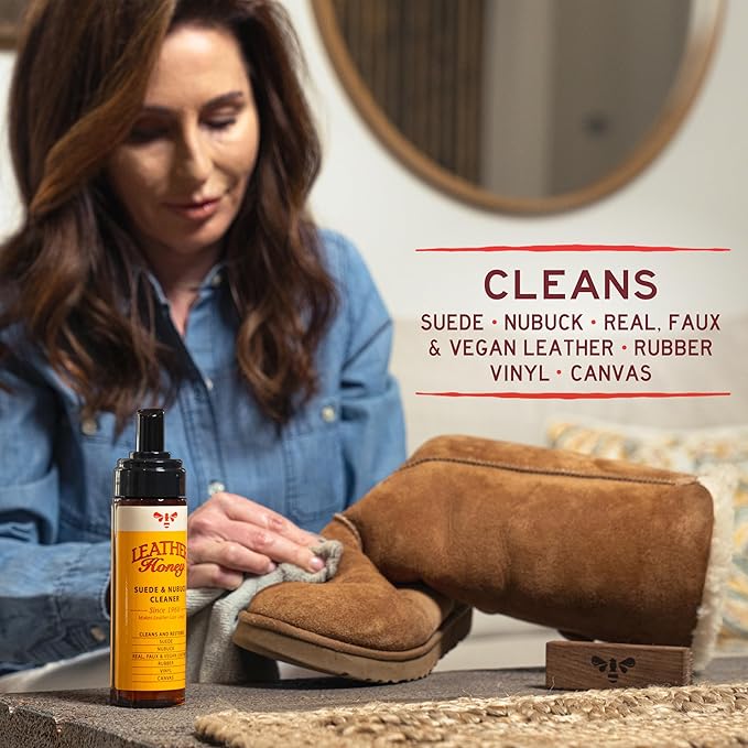 Leather Honey Suede Cleaner: Non-Toxic Suede & Nubuck Care, Made in the USA Since 1968. Clean and Restore Suede & Nubuck Shoes, Boots, Jackets, Uggs, Bags, Purses and More. Safe for Any Color & White