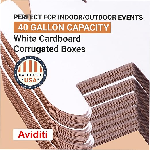 BOX USA Cardboard Trash Cans and Recycling Bins, 40 Gallon 18" L x 18" W x 30" H (10-Pack) Reusable or Disposable Pop Up Garbage Boxes for Parties, Outdoor Events, Heavy Duty, Recycle