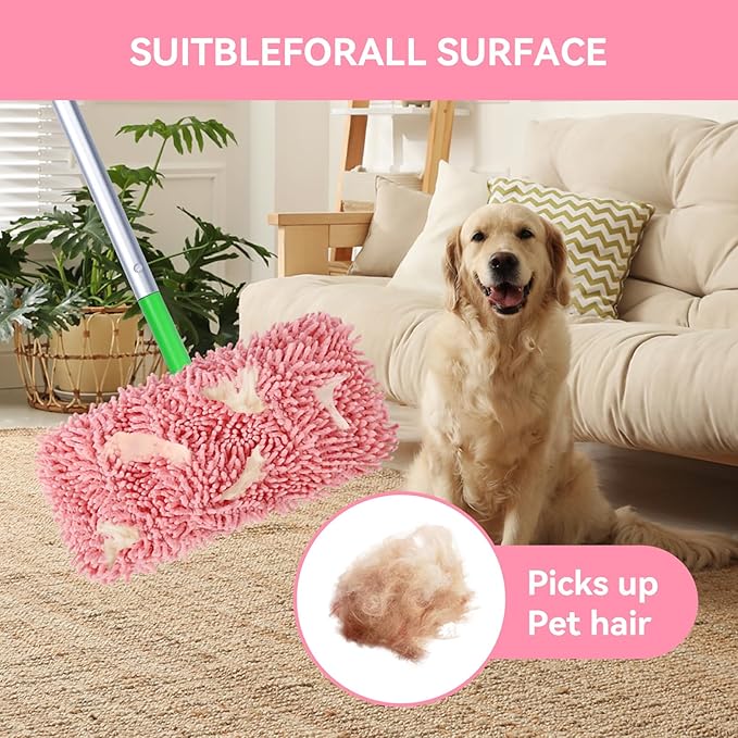 4Pcs Reusable Microfiber Mop Pads Compatible with Swiffer Sweeper, Replacement Wet Mopping pad Refills & Washable Dry Sweeping Cloths for Surface/Hardwood Floor Cleaning（Pink）
