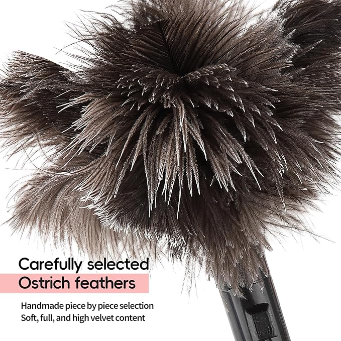 Retractable Feather Duster-Genuine Ostrich Feathers,Anti-Static,Reusable Eco-Friendly Handheld Cleaning for Keyboard,Home,Car,Office(10 to 15 Inches) 12Pack