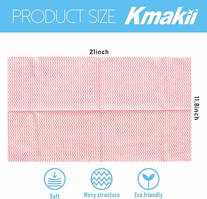 Disposable Handi Wipes Dish cloth Dish Towels Dish Rags Towels Handy Wipes Reusable Cloths,Multi-purpose,Pink 11.8 x 20", 80 Count/Bag, Soft, Durable, Super Absorbents