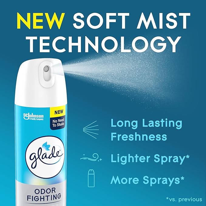 Glade Air Freshener Room Spray, Aqua Waves Scent, Odor Fighting to Deliver Long Lasting Freshness, 8 Oz, 6 Count
