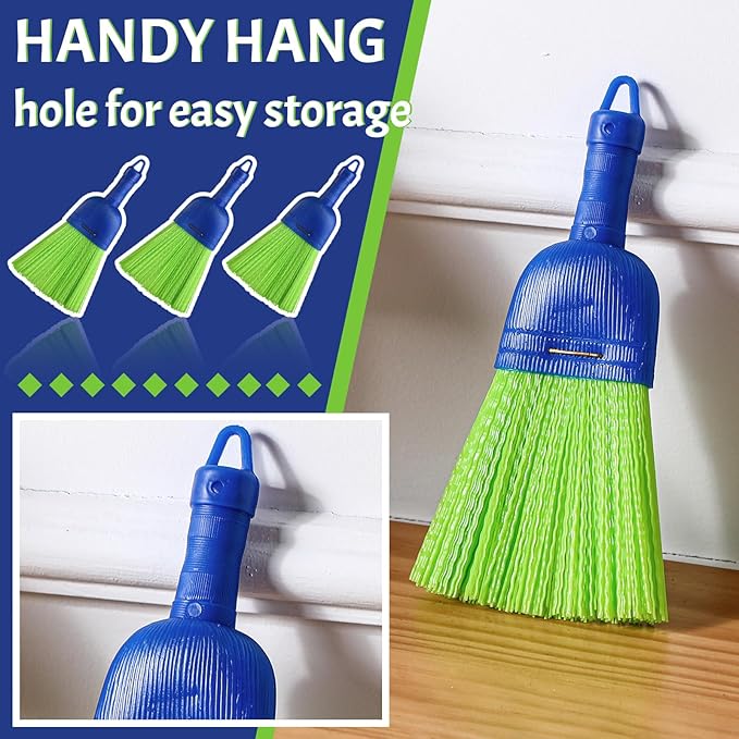 Domensi 6 Pcs Whisk Broom Poly Fiber Handheld Brush Hand Brush Outdoor Car Broom with Hang Hole for Cleaning Inddoor Porches Floors Decks Driveways Dirt Dust