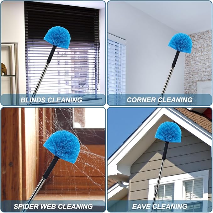 Tonmp Twist-On Cobweb Duster Head Brush // Spider Web Brush for Outdoor & Indoor Web Cleaning // Fits Standard Acme Threaded Poles // Brush Head Only -1 Pack