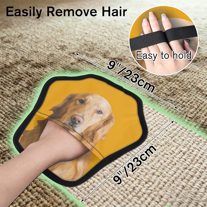 XIOBODR Personalized Pet Hair Remover Glove for Dogs & Cats - Custom Photo & Name Magic Brush for Dog Cat Hair Removal, Reusable Electrostatic Pet Hair Gloves for Furniture Carpet Couch, Photo Orange