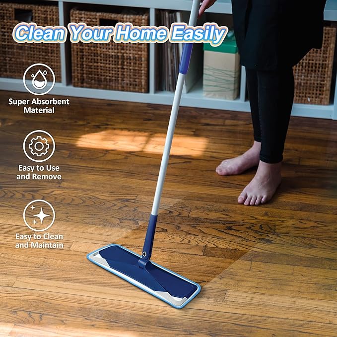 3 Pack Microfiber Mop Pads Replacement for Wet/Dry Mop Floor Cleaning Reusable Mop Pads Refills for Spray Floor Mops Compatible with Bona Floor Care System and Any Microfiber Flat Spray Mop