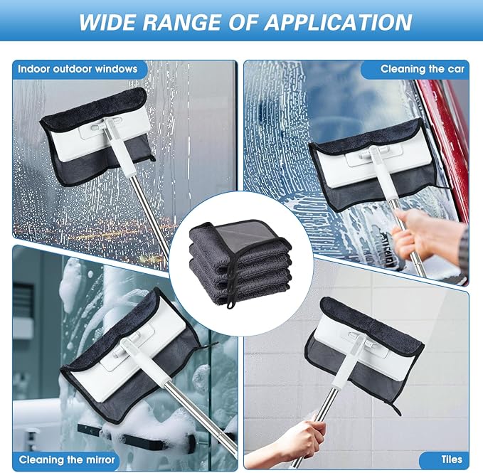 Shiny Wipes Cleaning Cloths 3pcs Replacement Microfiber Towel for Disposable Dust Mop, Super Absorbent Shiny Wipes Shower Cleaning Cloths for Window, Bathroom, Car Mirror, Home (3pcs Squeegee Refill)