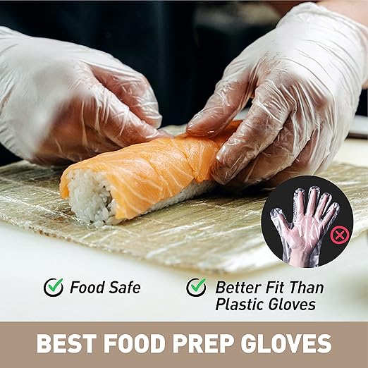 OKIAAS Disposable Gloves L, Food Safe| Latex-Free and Powder-Free Clear Vinyl Gloves for Cooking, Food Prep, Household Cleaning | Medium,100 Counts/Box