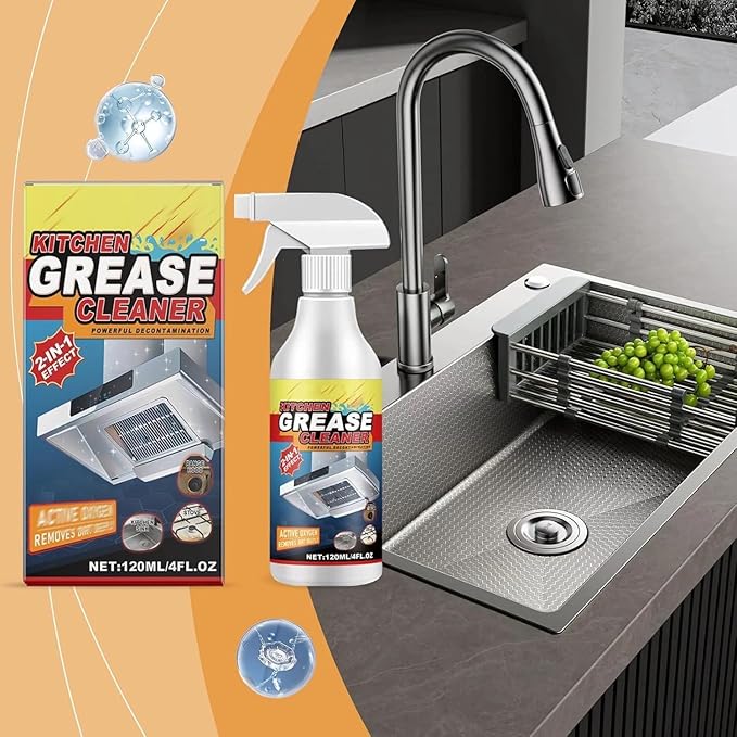 Powerful Kitchen Grease Cleaner, Powerful Clean Kitchen Oil Stains Spray, Heavy Duty Degreaser Cleaner Spray, All Purpose Heavy Oil Cleaning Agent, KitchenFoamCleaner Stubborn Stains Cleaner (2)