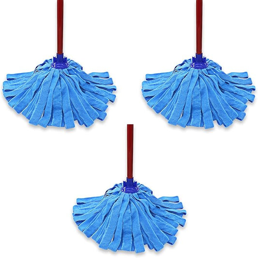 Microfiber Cloth Mop Head Replacement, String Mop Refills Screw onto All Standard US Threading Pole Mop Handle Rod– 3 Packs