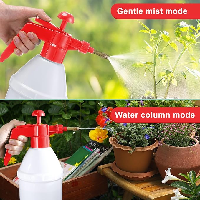 2 Pcs 27 oz Handheld Pump Spray Bottle Garden Spray Bottles Lawn Pressure Hand Pump Sprayer with Adjustable Nozzle for Chemicals Watering Weeds Garden and Car Detailing & Washing (Red)