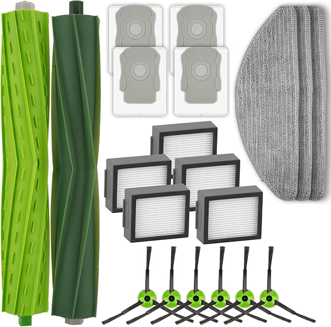 (20 Pack) Combo i5+ Replacement Parts Accessories for iRobot Roomba Combo i5, Combo j5, Combo j5+ Robot Vacuum, Dual Roller Brushes, 6 Side Brushes, 5 HEPA Filters, 4 Dust Bags, 3 Mop Pads