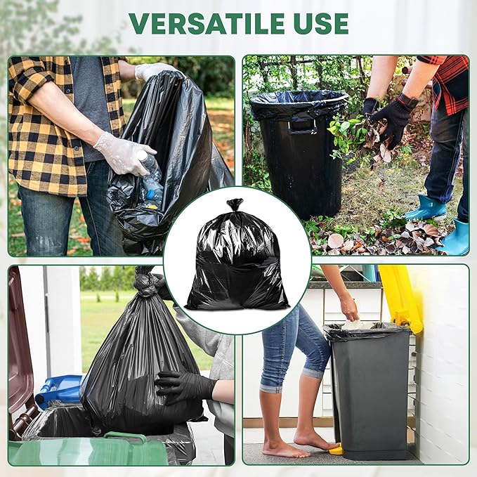 95 Gallon Heavy Duty Trash Bags | 25 Bags w/Ties | Super Large Garbage bags | 1.5 MIL Thickness for Yard, Home and Office Cleanup Disposal - TrashMaster (50)
