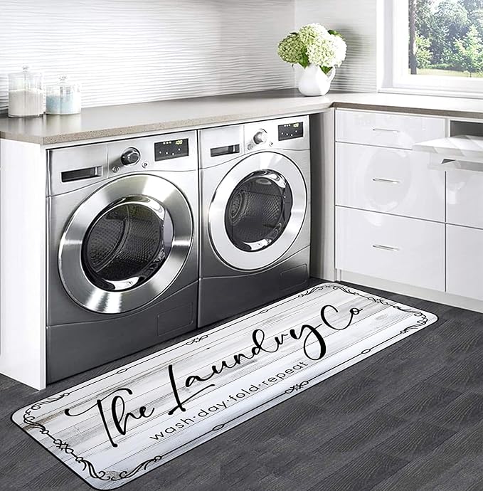 Laundry Room Rug Runner 20"X47" Non Slip Farmhouse Mats Organization and Washable Floor Long Rugs for Laundry Room Accessories Mudroom Kitchen Bathroom Area Rugs Decor