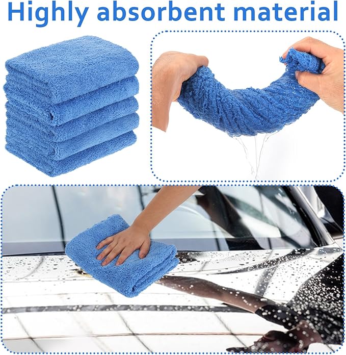 Anmrept 5 PCS Extra Large Microfiber Cleaning Cloth 30"x20", Washable Reusable Floor Cloth for Squeegee Mop House Floor Kitchen Car Window Highly Absorbent, Lint and Streak Free (Blue)