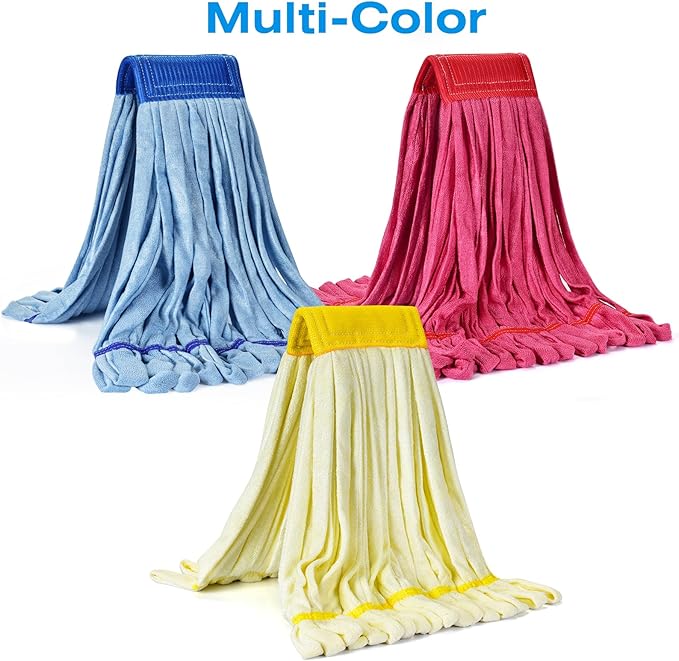 Matthew Cleaning Microfiber Tube Mop(Large,Yellow,6Pack) Heavy Duty Mop Head Replacement,Excellent Absorbency,Premium launderability,Reusable,Loop end for Home,Commercial and Industrial Use
