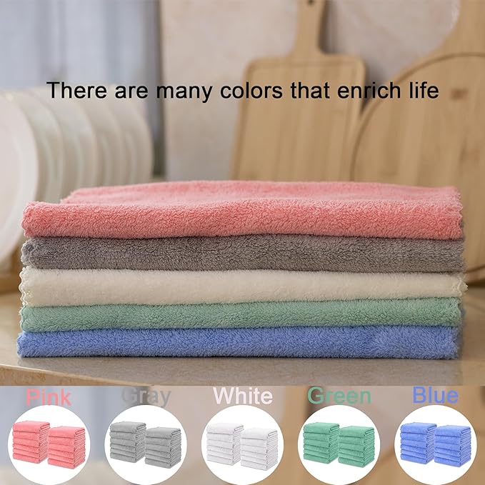 kimteny Kitchen Cloth Dish Towels, 13x28 Inches Premium Dishcloths, Super Absorbent Coral Velvet Microfiber Cleaning Cloths, Fast Drying Rags for Washing Dishes (13x28-8 Pack, White)