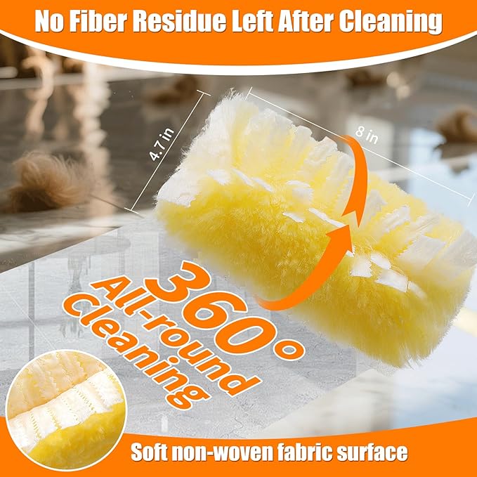 Senowi 40 Count 360° Heavy Duty Duster Refills Compatible with Swiffer,Large Size-Extra Thick Disposable Electrostatic Feather Duster Refill with 1 Retractable Handle(35-inch Length Fully expanded)