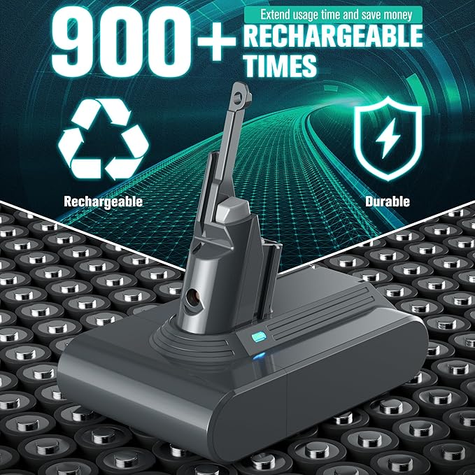EGR Advanced 6000mAh V7 Animal Battery Replacement Compatible with Dyson SV11 V7 Motorhead/Animal/Trigger V7 HEPA V7 Car+Boat V7 Absolute Handheld Vacuum Cleaners (Not Fit V6, V8, V10)