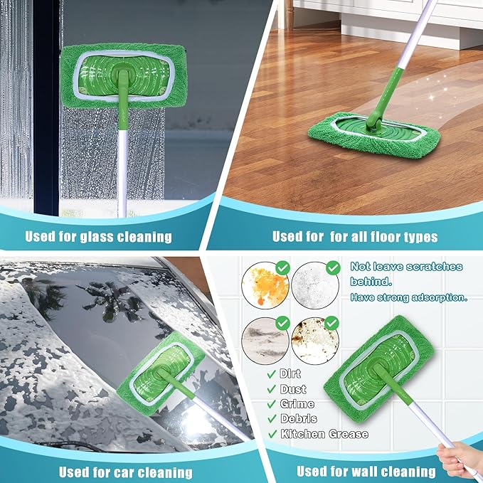 RuannoClean Reusable Mop Pads Compatible with Swiffer Sweeper Mop, Washable Wet Mop Pads Refills, Dry Sweeping Cloths, Microfiber Mops for Floor Cleaning -8 Pack