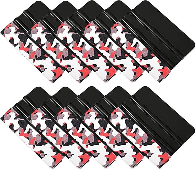 EHDIS 10pcs Vinyl Squeegee 4 Inch Car Vinyl Scraper Decal Applicator Window Tint Wallpaper Smoothing Tool with Black Fabric Felt Edge-Black