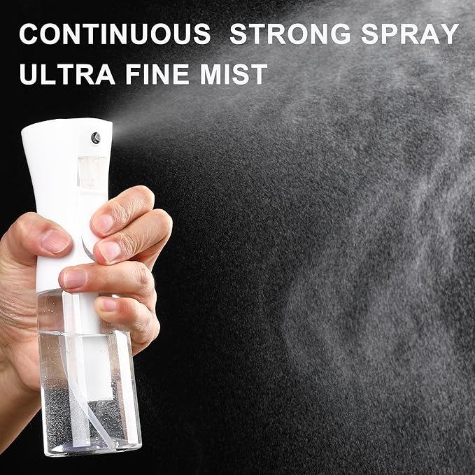 Spray Bottles For Hair, continuous spray bottle (200ml/6.8oz 2Pack) used for hair design, plants, cleaning, hair care and skin care, etc. – empty, reusable (Black&White)