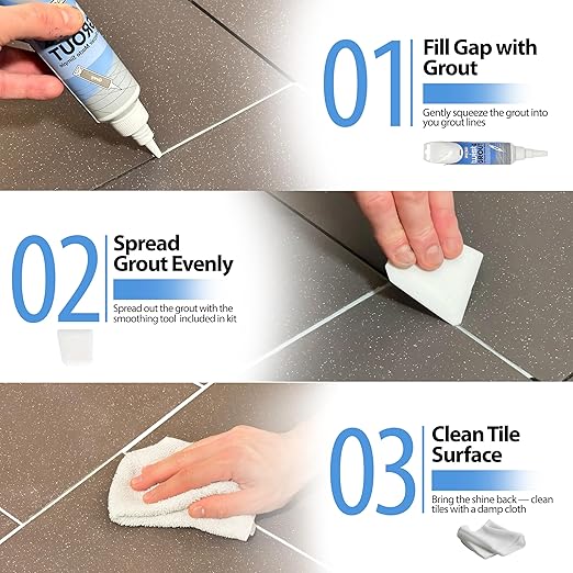 Floor-Fix Pro - Twist & Grout Repair Kit - Premixed & Waterproof Fast Tile Grout Reviver - Bathroom, Shower, Kitchen (Dark Gray, 8.8 fl oz)