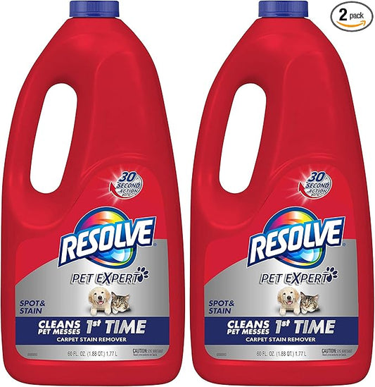 Resolve Pet Carpet Spot & Stain Remover Spray Refill, 60oz, Cleans pet Messes (SYNCHKG097508) (Pack of 2)