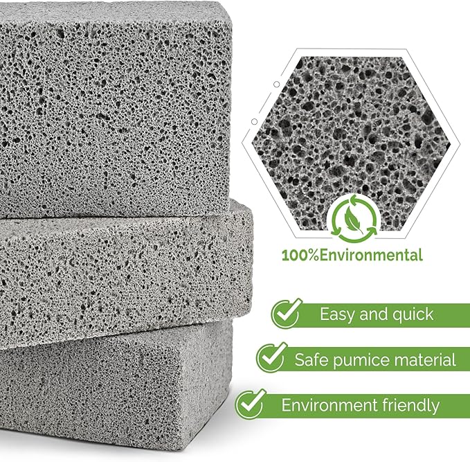Maryton Grill Stone Cleaning Brick - Griddle Grills Cleaning Kit Block Pumice Stone for Removing Stains BBQ Grease, 3 Count