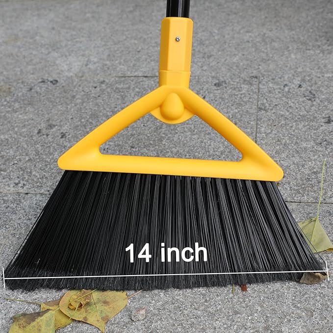 SZJYHQY Outdoor Indoor Broom, Brooms for Sweeeping Indoor, Heavy-Duty Kitchen Broom with Long Pole, Angle Broom for Garages Restaurant Courtyard Office Slidewalk Lobby Sweep Dust (BrightYellow, 3Pack)
