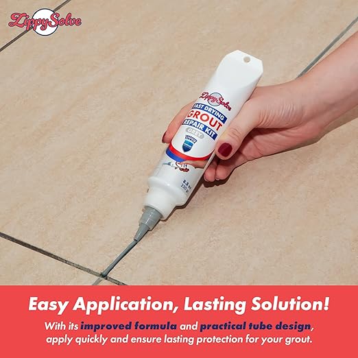 ZippySolve Tile Grout, Repair Kit, 2 Pack Grout Filler, Restore & Renew Tile Joints Line, Fast Drying Tile Grout Paint Squeeze Tube for Bathroom Shower Kitchen Floor, Waterproof (17.6 oz, Grey)