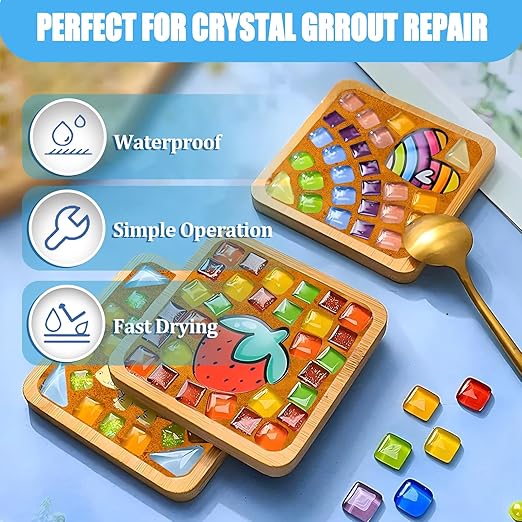 OOTDART Mosaic Crystal Grout, Mosaics Tile Tools, Mosaic Tile Accessories – Essential for Handmade Grouting and Perfect for DIY Craft Projects (Orange, 4.5oz)