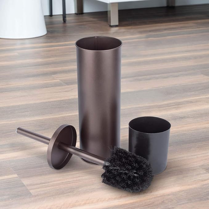 JS Jackson Supplies Sleek Toilet Brush and Holder with Metal Handle - Bronze, Pack of 2