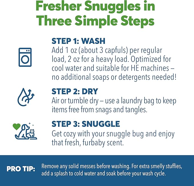 Kinderbean Dog and Cat Laundry Wash, 2-Pack 32 oz. Enzyme Formula Pet Laundry Detergent Removes Pet Odors, Cleans Stains from Cat or Dog Urine, Safe Laundry Odor Eliminator for Bedding, Collars, Toys