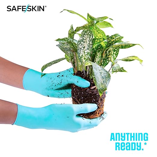 SAFESKIN Nitrile Disposable Gloves, Medium Duty, Medium Size, Powder-Free - For Food Handling, First Aid, Cleaning, Gardening, Crafting - Exam Gloves, 100-Count