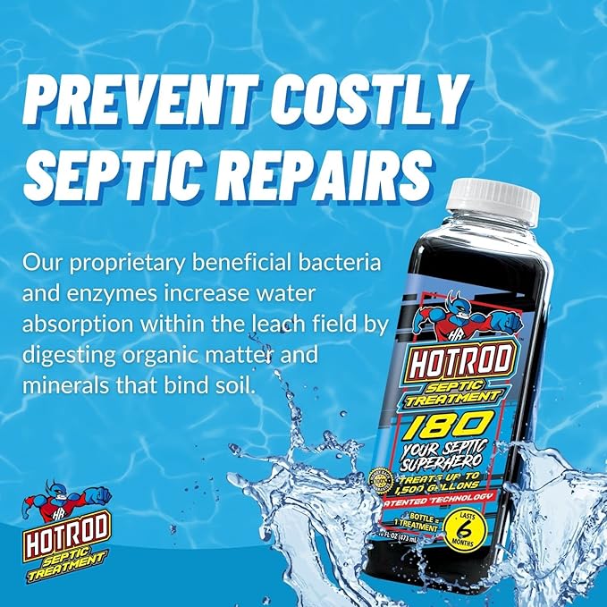 Hotrod Septic Tank Treatment - 12 Month Supply Extends System Life and Prevents Costly Repairs - Industrial Grade - Easy to Use