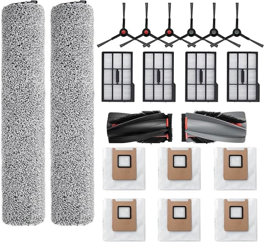 Replacement Parts Kit Compatible With Eufy Omni E25 / E28, Vacuum Cleaner Accessories Includes:2 Mop Roller Brush,1 Set Main Brush,6-Side Brush,4-Filter,6-Disposal Dust Bags