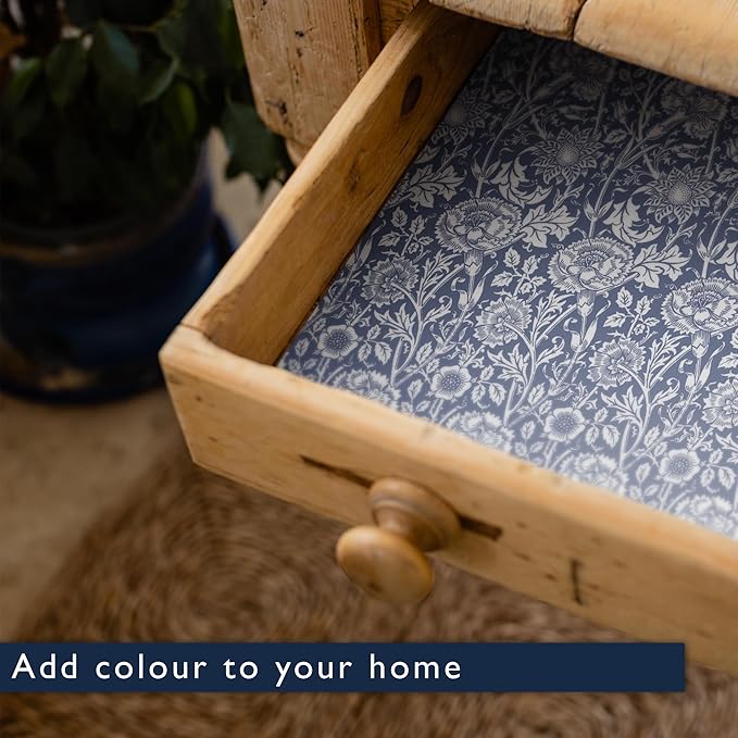 The Master Herbalist Lavender Scented Drawer Liners in a Blue William Morris Design | Pack of 5 Folded Sheets | Contains Lavender Essential Oils | Made in The UK.