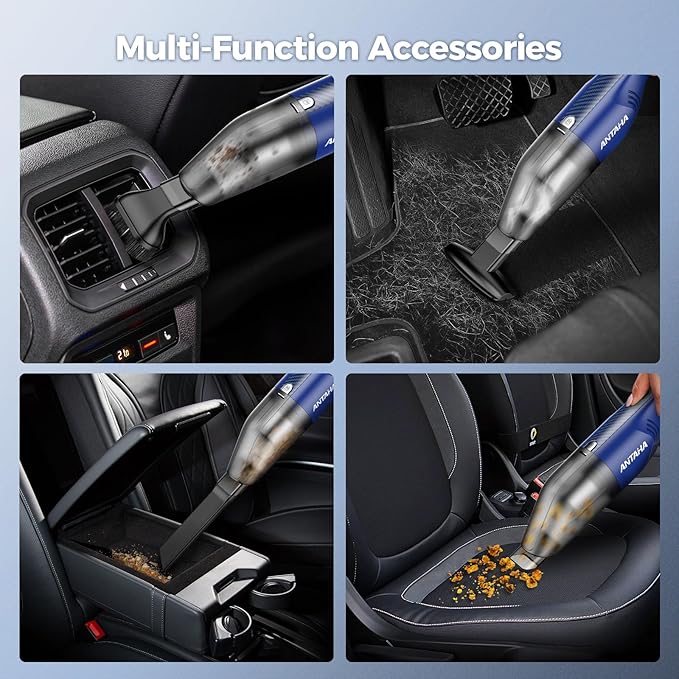 Antaha Handheld Vacuum Cordless -Car Vacuum Portable Cordless Cleaner Powerful Suction,1.2lbs Lightweight, Type-C Charge, Multiple Accessories, Portable Hand Vacuum for Home, Pet and Car
