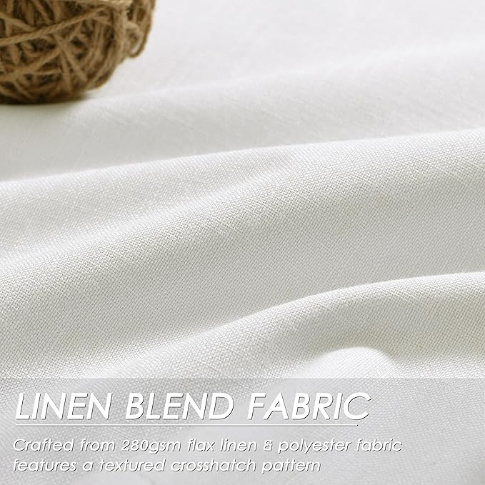 100% Blackout Linen Curtains 84 Inch Length 2 Panels Ivory Light Blocking Darkening Living Room Curtains 84 Inches Long Elegant Modern Back Tab Pocket Noise Reducing Drapes for Nursery 52X84