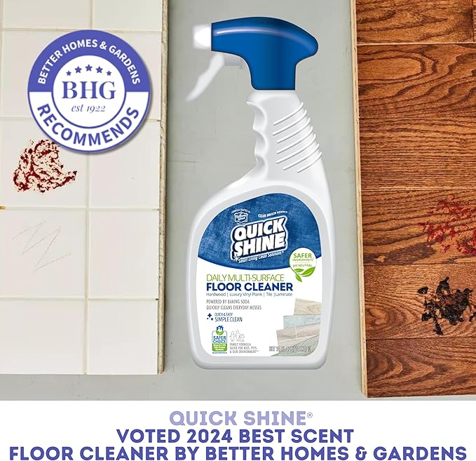 Quick Shine Multi Surface Floor Cleaner Daily Care 24oz, 6Pk | Ready to Use, Dirt Dissolving, Streak Free, No Rinse | Use on Hardwood, Laminate, Luxury Vinyl Plank LVT, Tile & Stone | Safer Choice