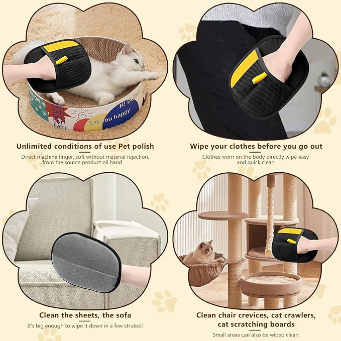 marveher Pet Hair Removal Gloves,Electrostatic Gloves Pet Hair, Efficient Grooming Glove for Cats Dogs, Reusable Pet Hair Removal Tool for Couch, Furniture, Carpet, Curtain (2)