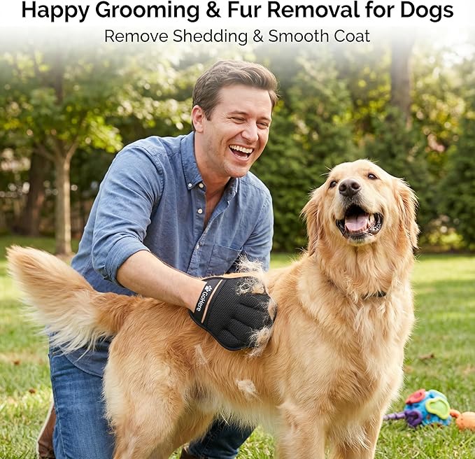 GoHere Pet Hair Removal Glove, Magic Brush Electrostatic Mitt for Cats & Dogs, Reusable Grooming Gloves, Pet Hair Remover Tool for Couch, Carpet, Clothes, Car Seat, Laundry
