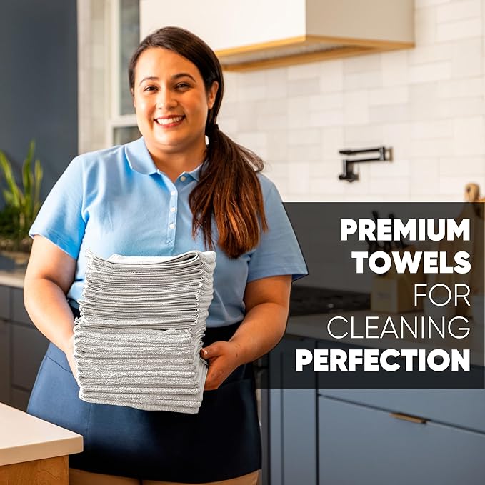 Microfiber Wholesale 16" x 24" Pro Multi Surface Microfiber Towels | 6 Pack (White)
