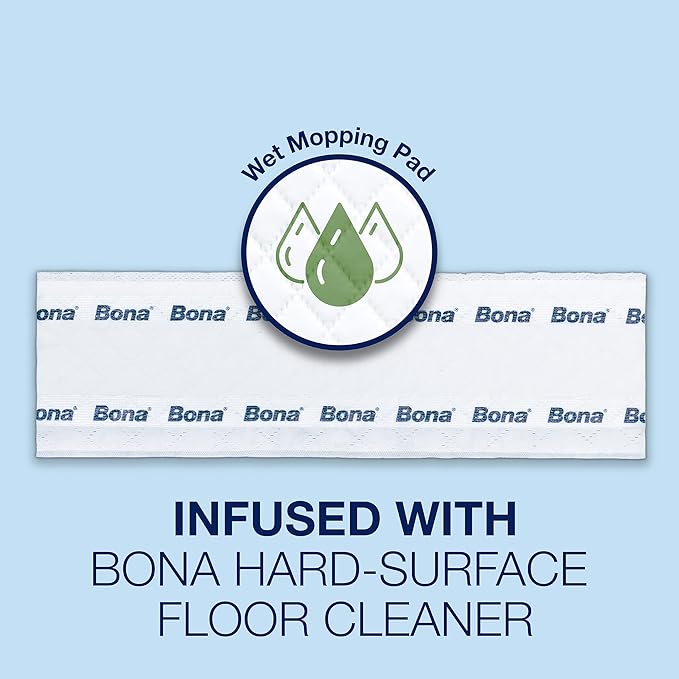 Bona Multi-Surface Floor Disposable Wet Cleaning Pads - 72-Pack - Residue-Free Floor Cleaning Solution for Stone, Tile, Laminate, and Vinyl Floors