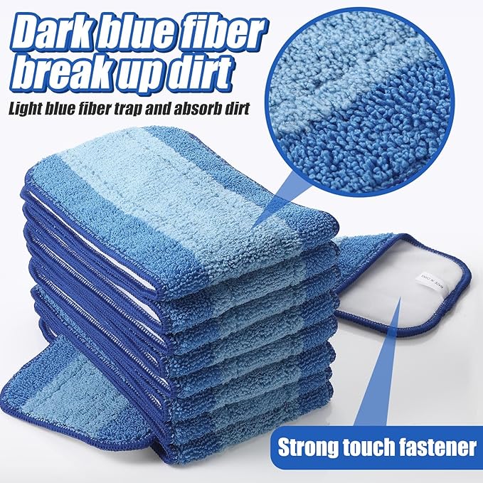 8 Pieces Microfiber Cleaning Pads Compatible with Bona Mop Reusable 18 Inch Replacement Cleaning Pads Washable Refills Replacement Heads for Floor Cleaning